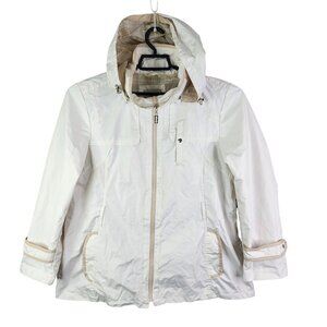 Womens White Weather Tamer Hooded Jacket Full Zip 100% Polyester Size XL